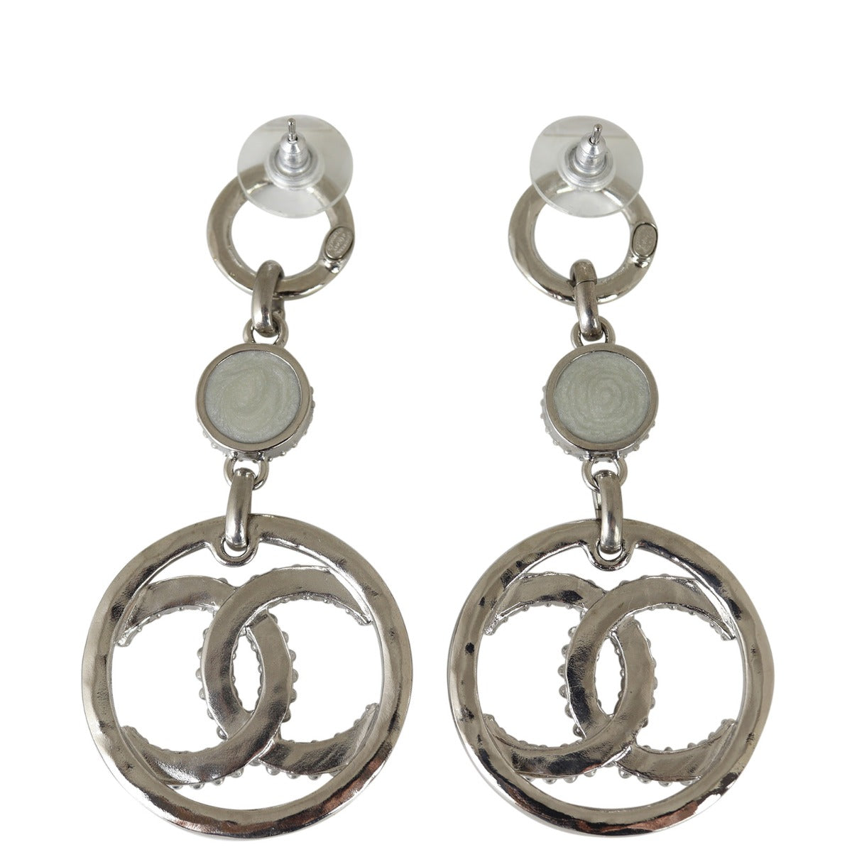 Chanel CC Crystal Drop Circle Earrings