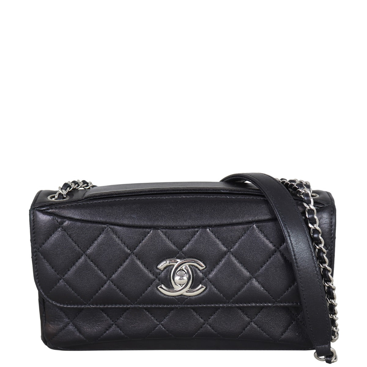 Chanel CC Single Flap Bag Front With Strap