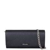 Prada Saffiano Wallet on Chain Front With Chain