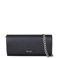 Prada Saffiano Wallet on Chain Front With Chain