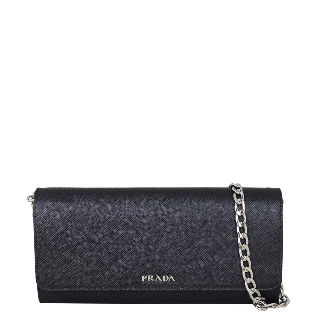 Prada Saffiano Wallet on Chain Front With Chain