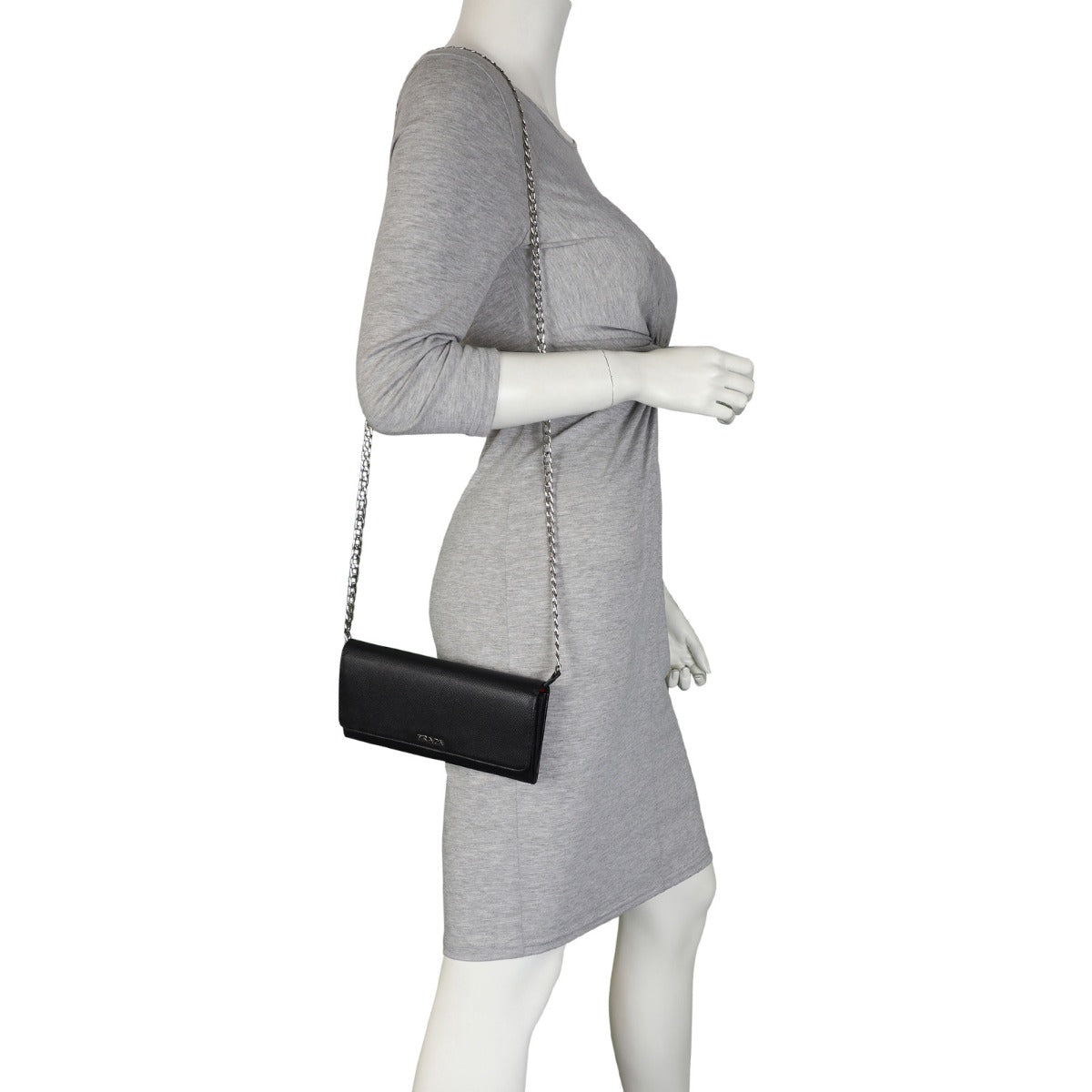 Prada Saffiano Wallet on Chain Mannequin