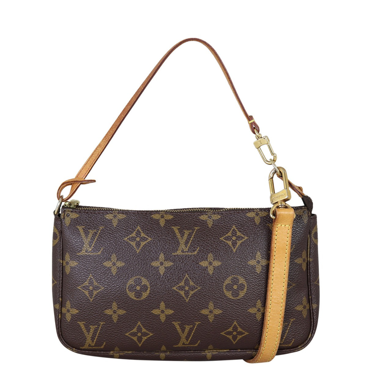 Louis Vuitton Pochette Accessoires Monogram with Long Strap Front With Strap