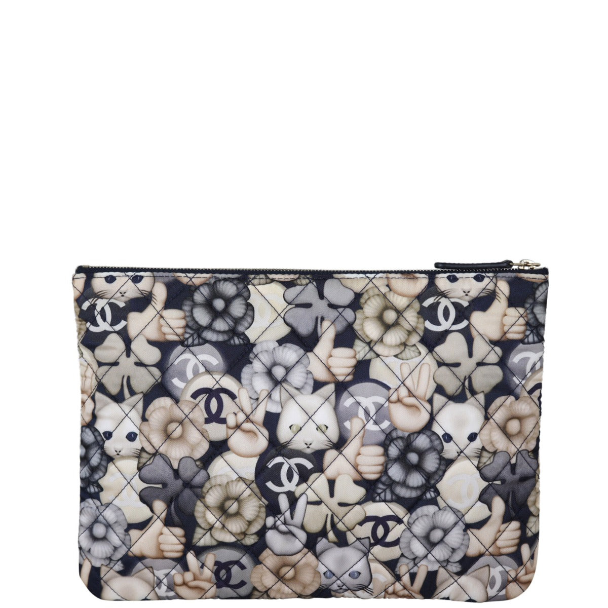 Chanel Quilted Medium Cat Emoticon Cosmetic Case Back