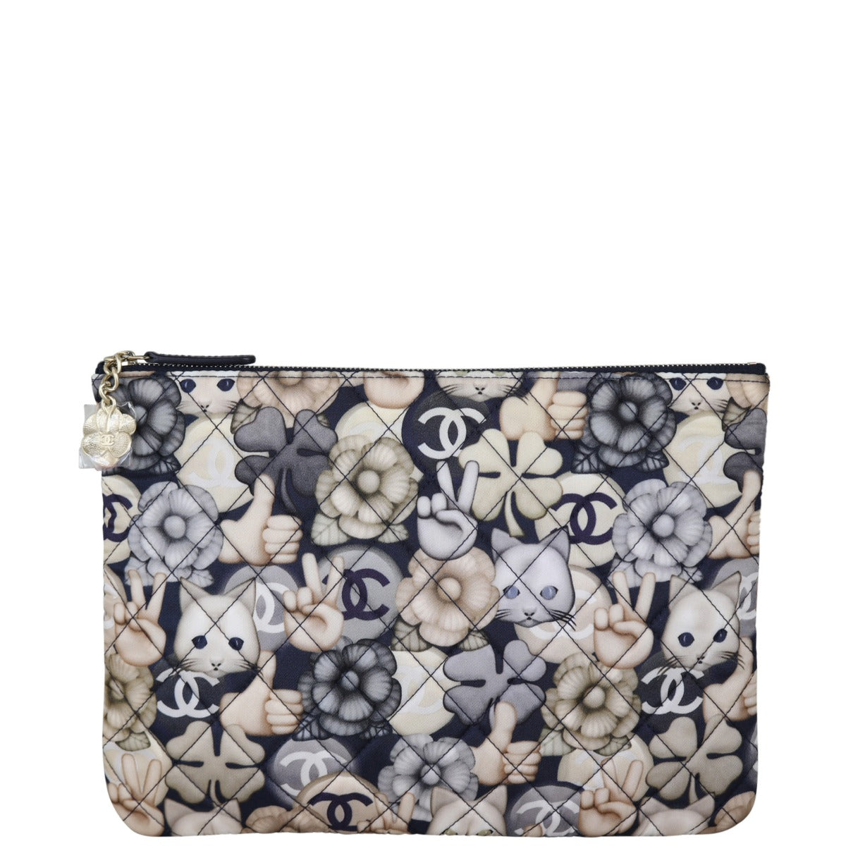 Chanel Quilted Medium Cat Emoticon Cosmetic Case Front