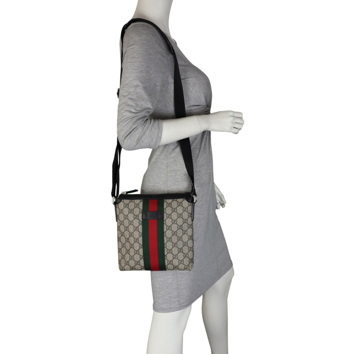 Gucci Web Messenger Bag Canvas Mannequin