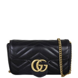 Gucci GG Marmont Matelasse Super Mini Shoulder Bag Front With Chain
