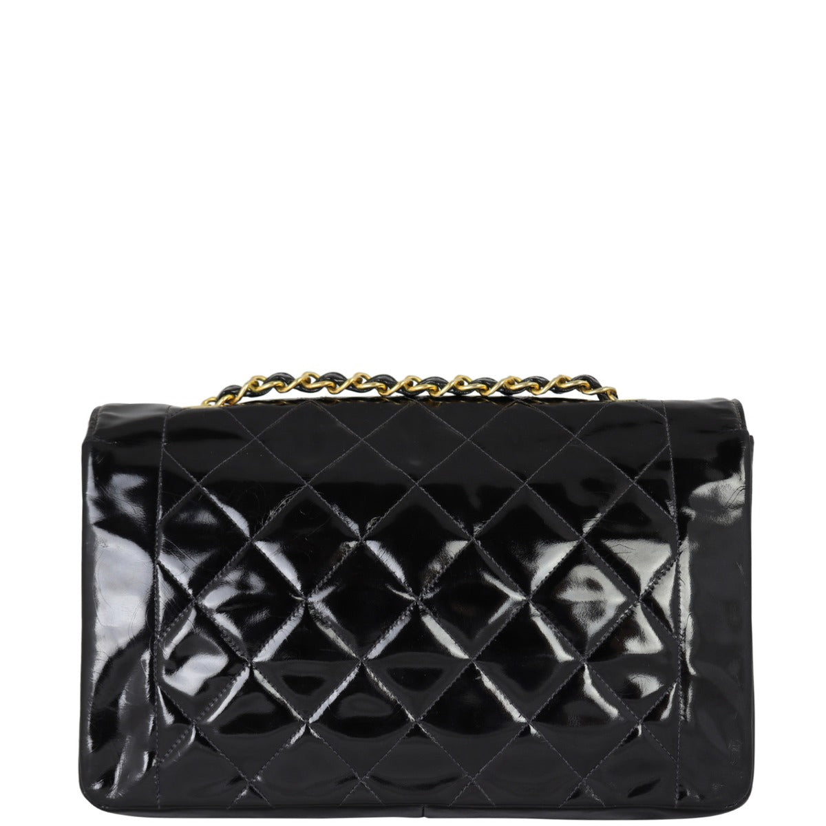 Chanel Quilted Diana Patent Flap Bag Back