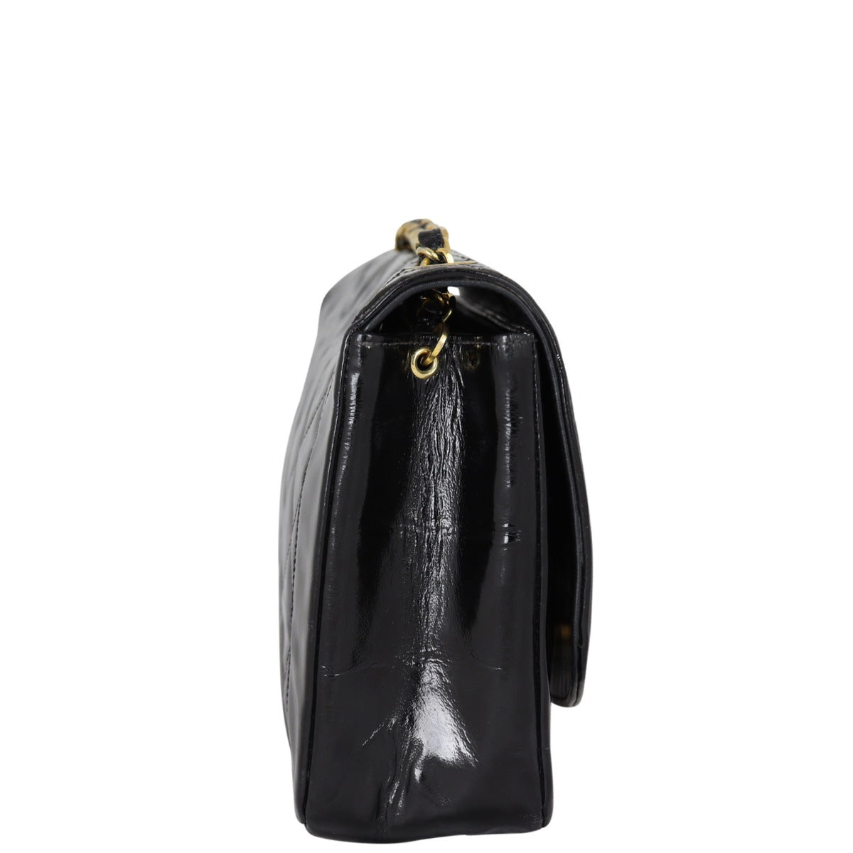 Chanel Quilted Diana Patent Flap Bag Side