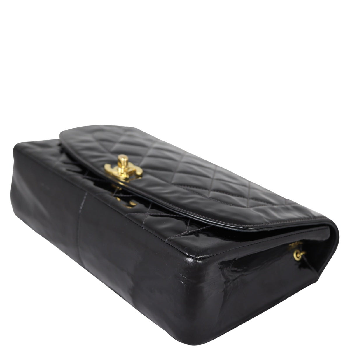 Chanel Quilted Diana Patent Flap Bag Corner Distance