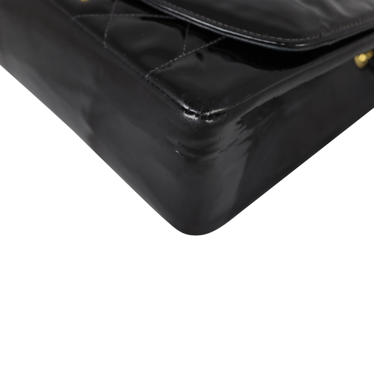 Chanel Quilted Diana Patent Flap Bag Corner Close Up