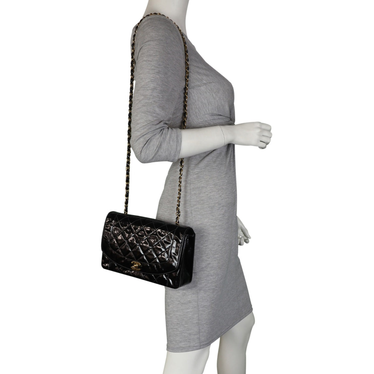 Chanel Quilted Diana Patent Flap Bag Mannequin