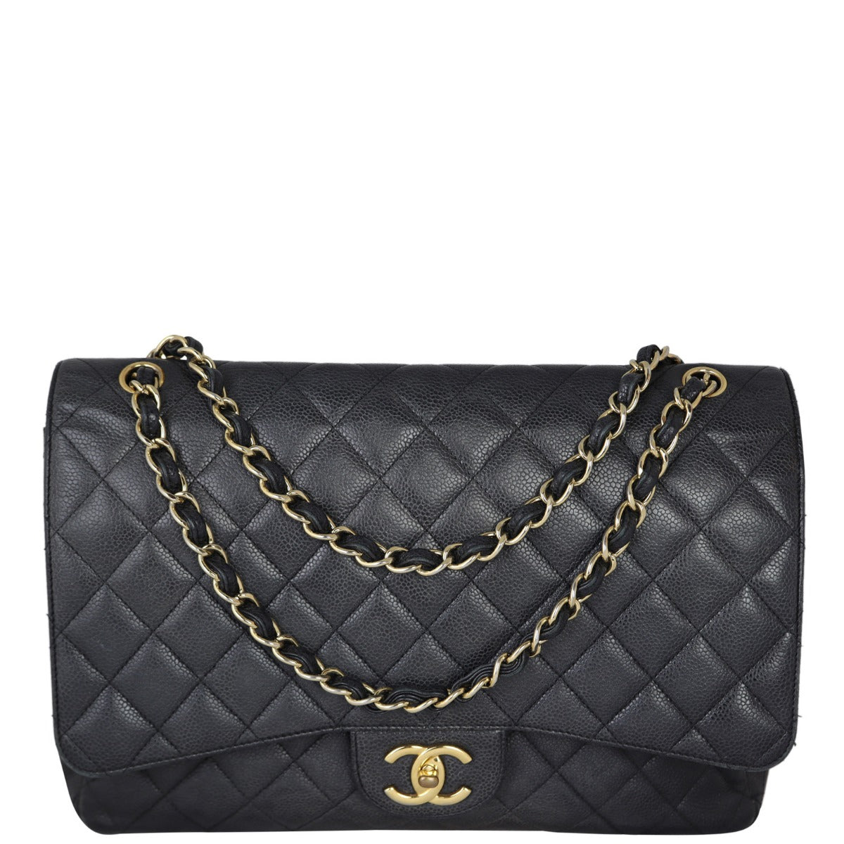 Chanel Classic Double Flap Maxi Front With Chain