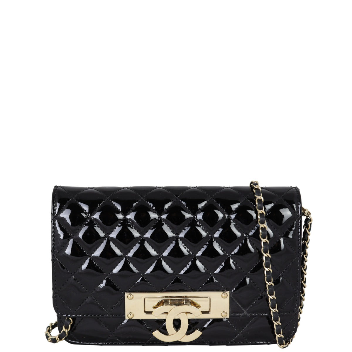 Chanel Golden Class Flap Bag Patent Front With Chain