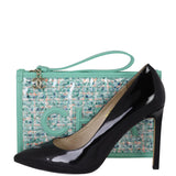 Chanel Logo Tweed Clutch Shoe