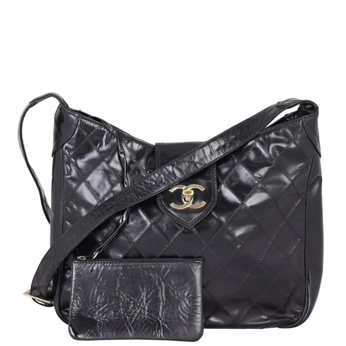 Chanel Quilted CC Shoulder Bag Front With Strap