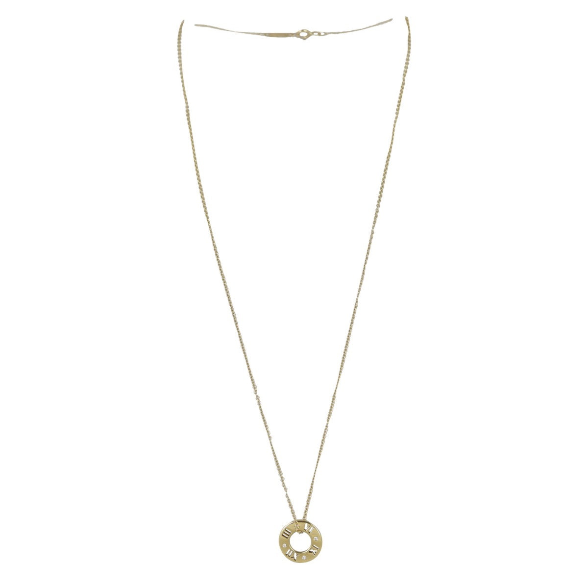 Tiffany & Co. Atlas Pierced Pendant 18k Yellow Gold Diamond Necklace