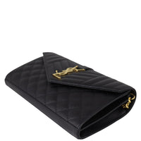 Saint Laurent Monogram Mix Matelasse Envelope Wallet on Chain Corner Distance