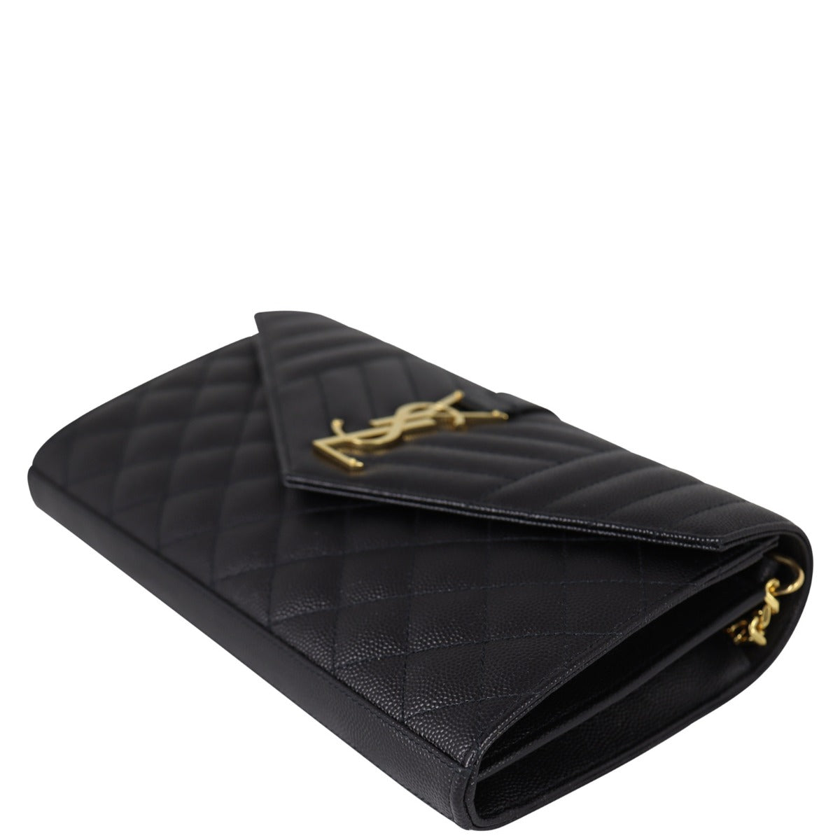 Saint Laurent Monogram Mix Matelasse Envelope Wallet on Chain Corner Distance