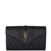 Saint Laurent Monogram Mix Matelasse Envelope Wallet on Chain Front