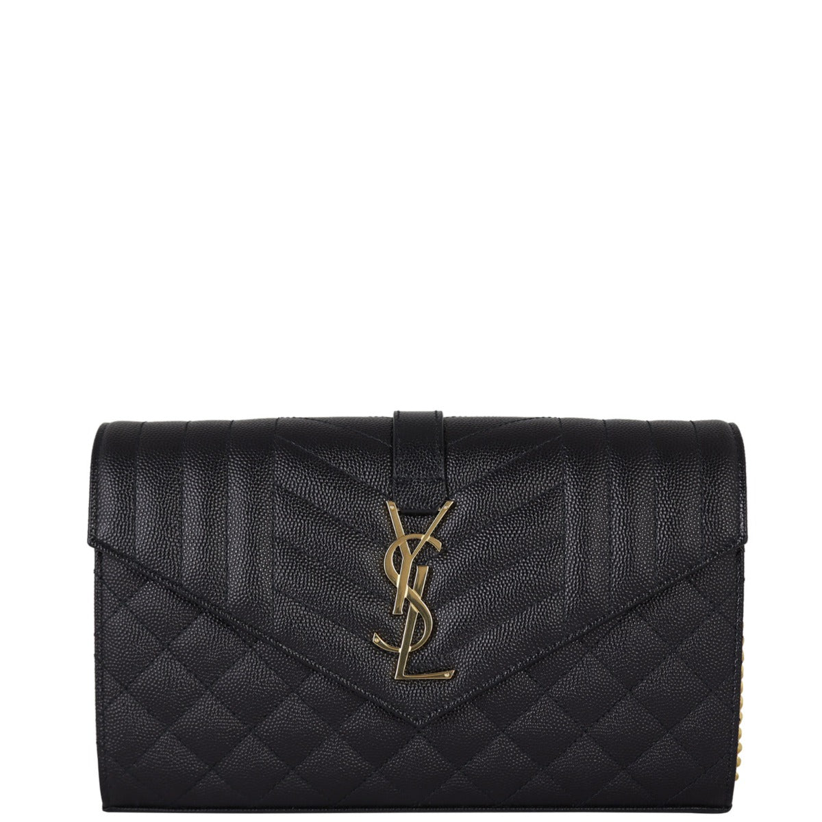 Saint Laurent Monogram Mix Matelasse Envelope Wallet on Chain Front