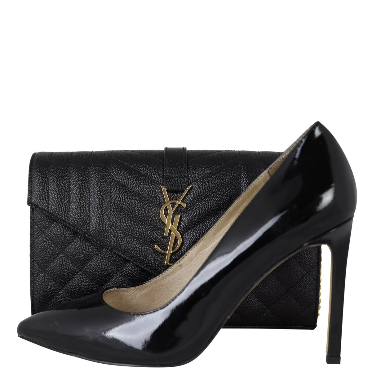 Saint Laurent Monogram Mix Matelasse Envelope Wallet on Chain Shoe