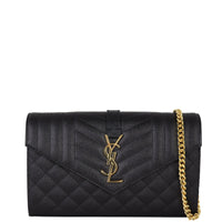 Saint Laurent Monogram Mix Matelasse Envelope Wallet on Chain Front With Chain