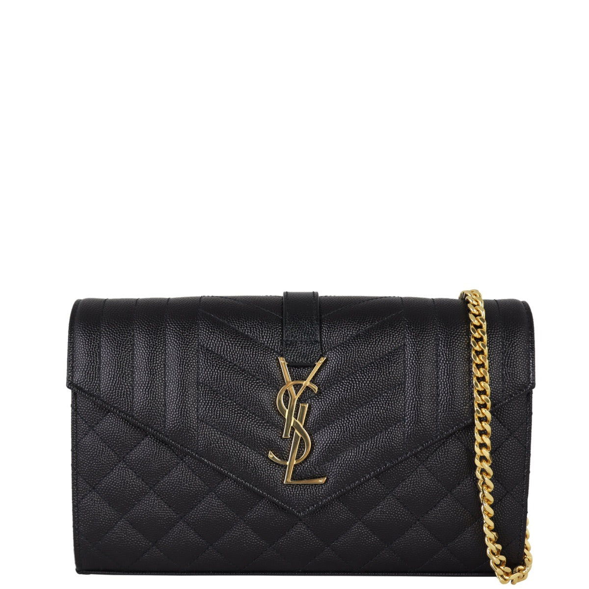 Saint Laurent Monogram Mix Matelasse Envelope Wallet on Chain Front With Chain