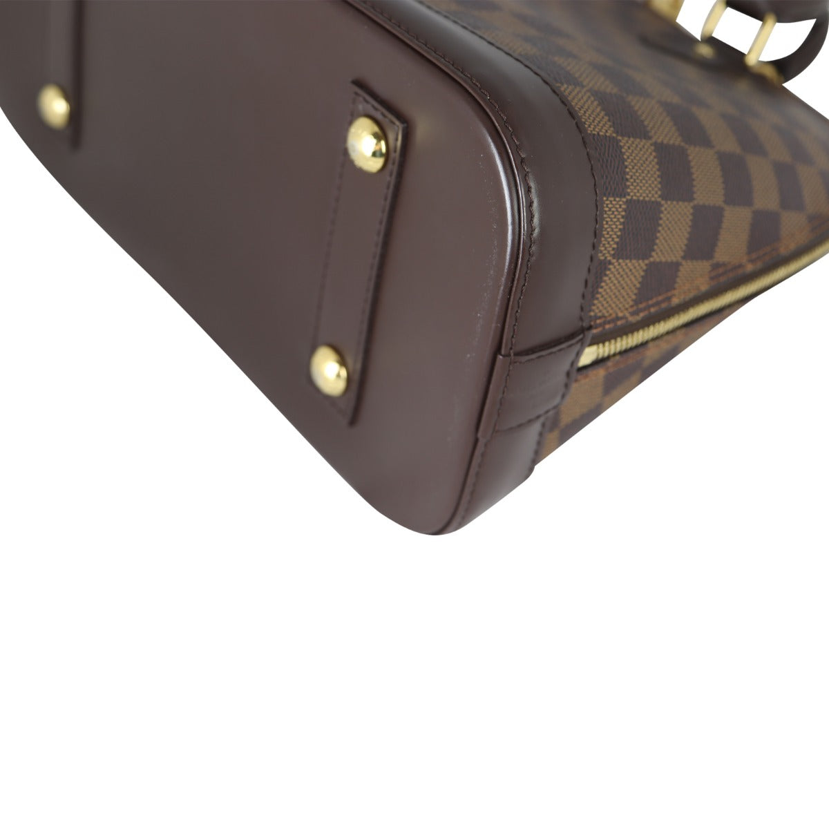 Louis Vuitton Alma PM Damier Ebene with Strap Corner Close Up