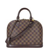 Louis Vuitton Alma PM Damier Ebene with Strap Front With Strap