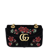 Gucci GG Marmont Velvet Mini Shoulder Bag Front