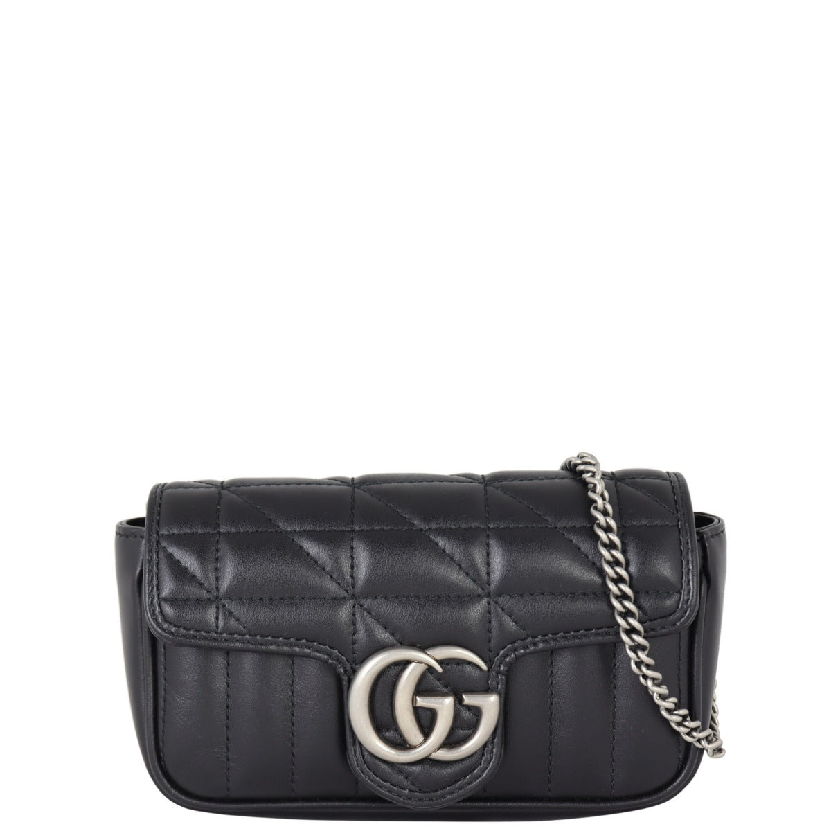 Gucci GG Marmont Super Mini Shoulder Bag Front With Chain