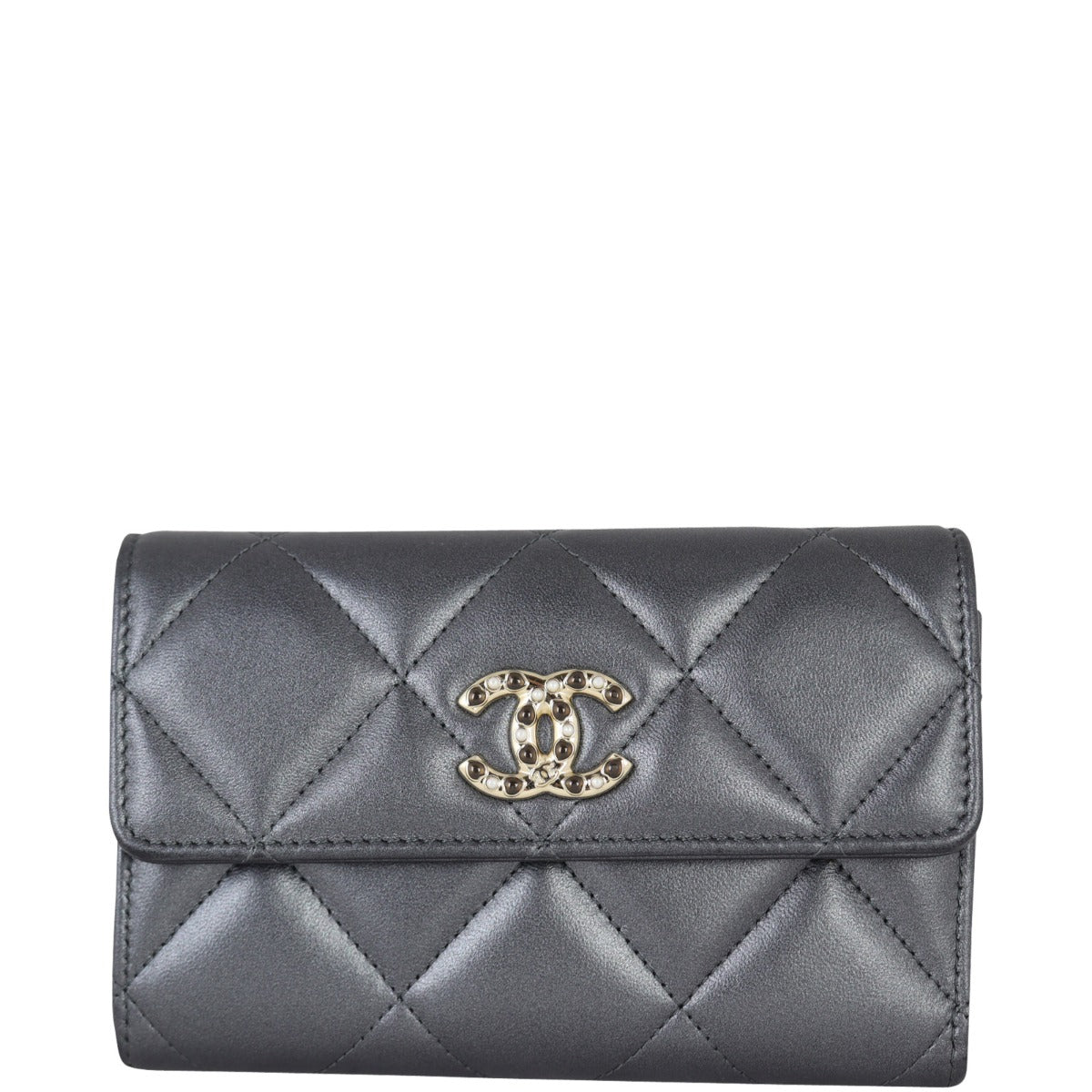 Chanel Embellished CC Compact Wallet Front