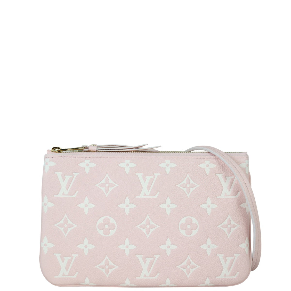 Louis Vuitton Double Zip Pochette Monogram Empreinte Front with Strap