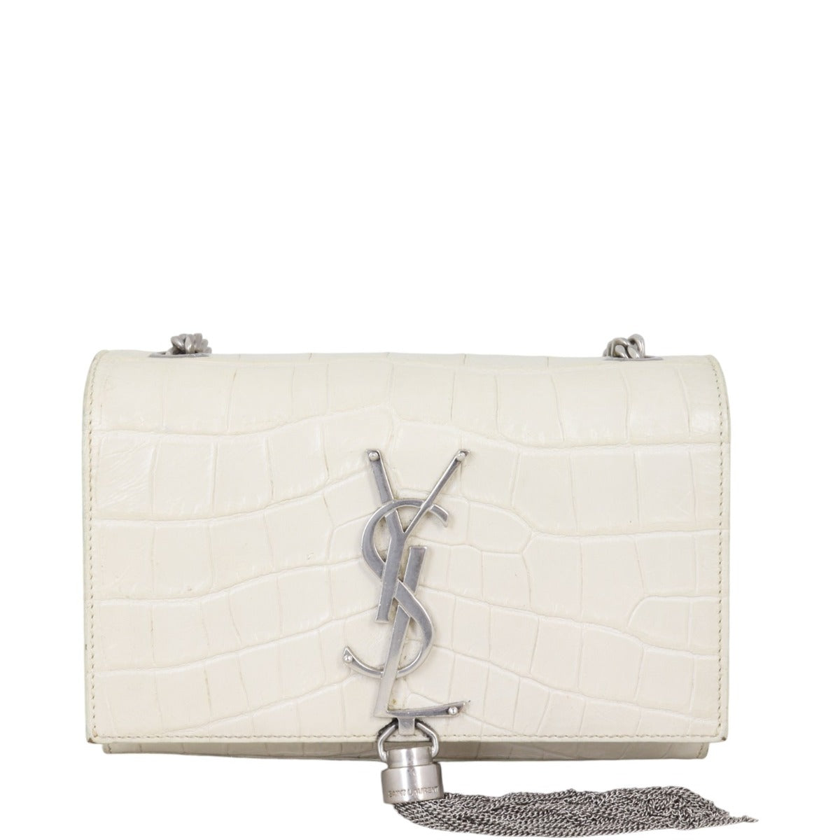 Saint Laurent Kate Tassel Chain Bag Small Croc-Embossed