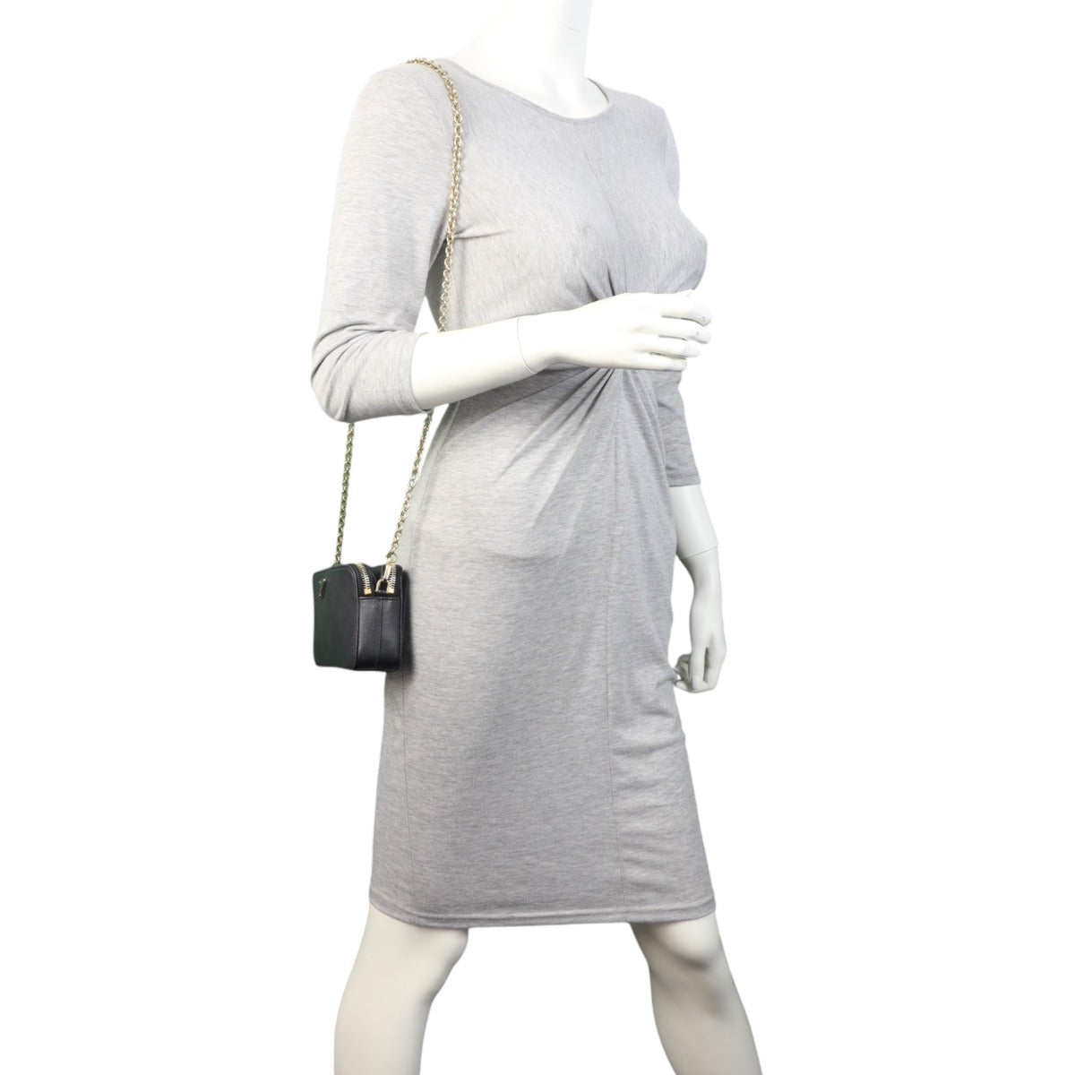 Prada Saffiano Mini Double Zip Chain Crossbody