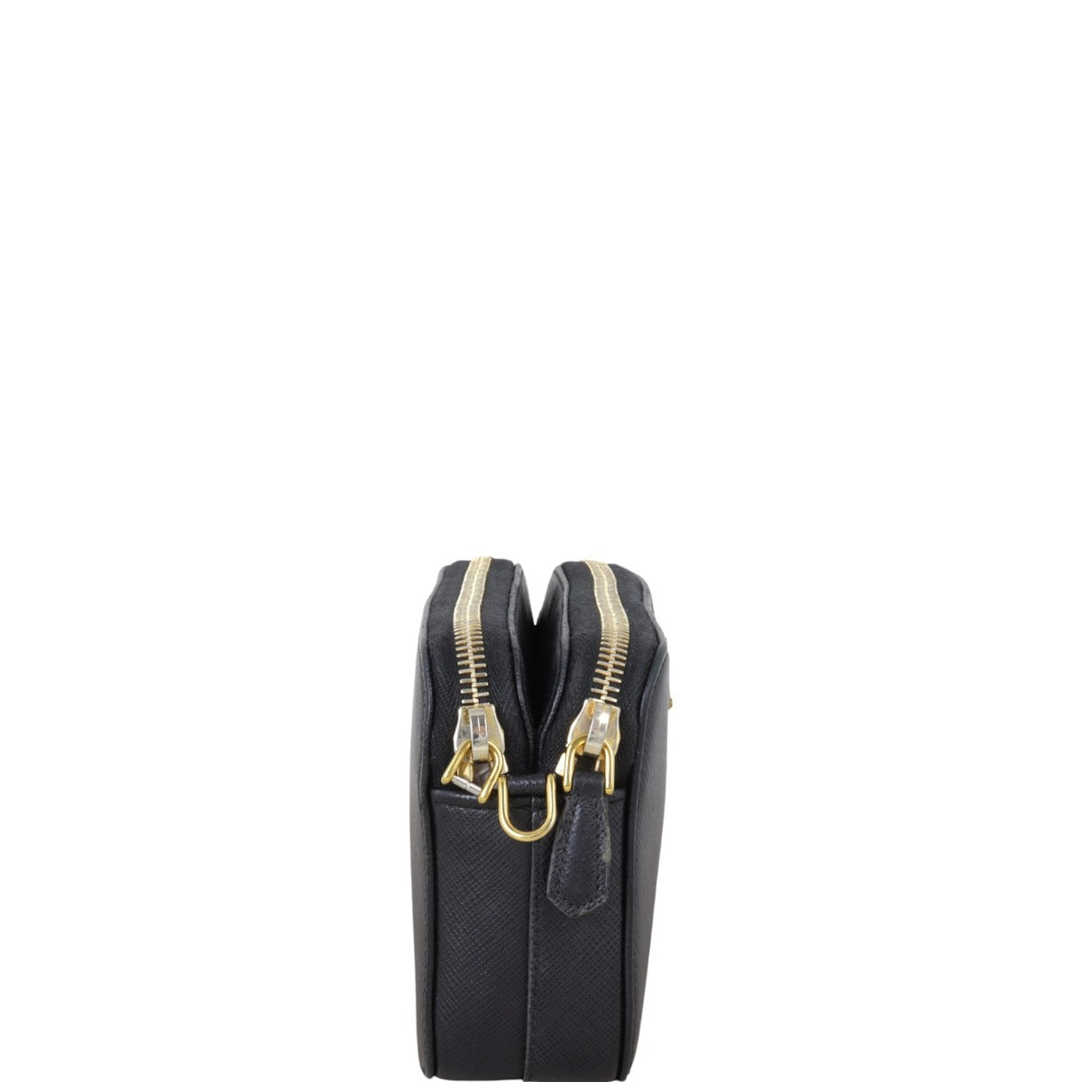 Prada Saffiano Mini Double Zip Chain Crossbody