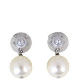 Chanel Crystal CC Pearl Drop Earrings