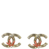 Chanel CC Strass Coral Earrings