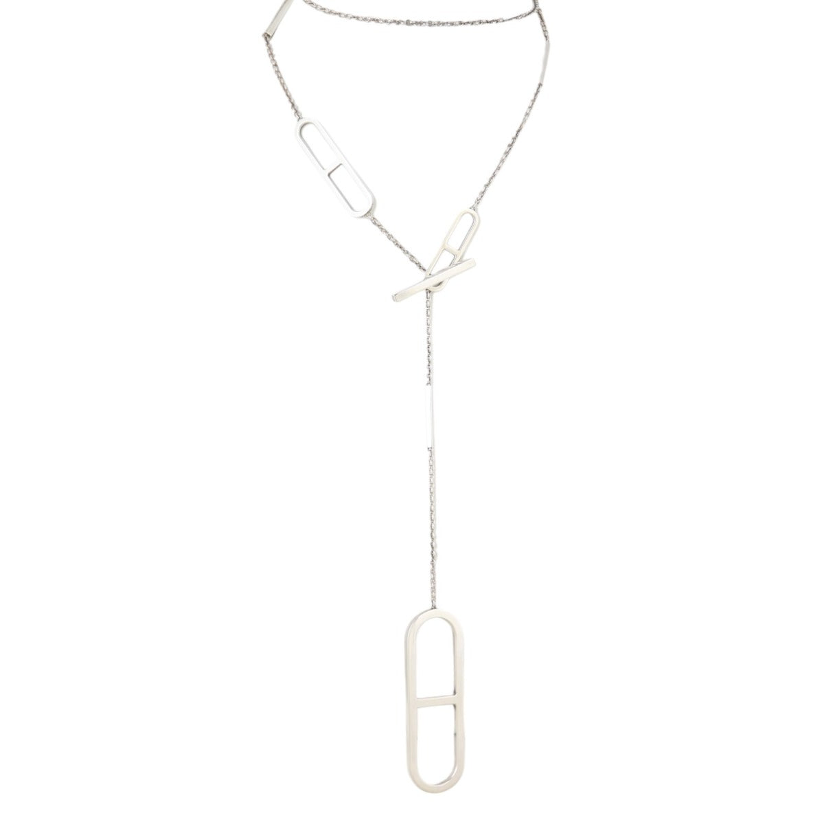 Hermes Ever Chaine d'ancre Long Sterling Silver Necklace