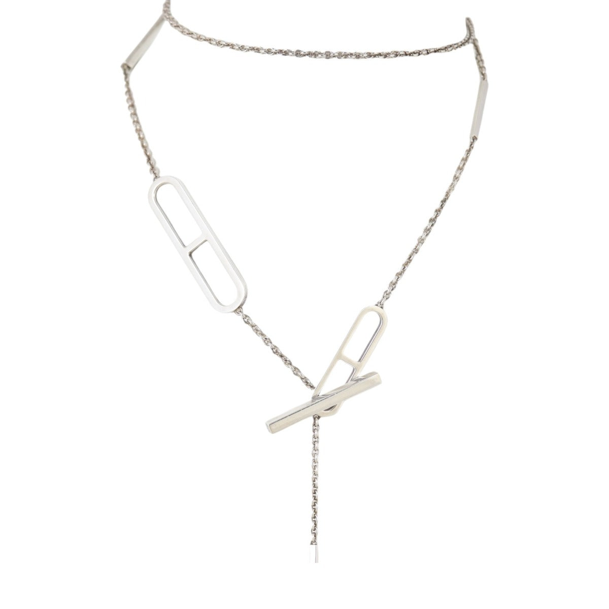 Hermes Ever Chaine d'ancre Long Sterling Silver Necklace