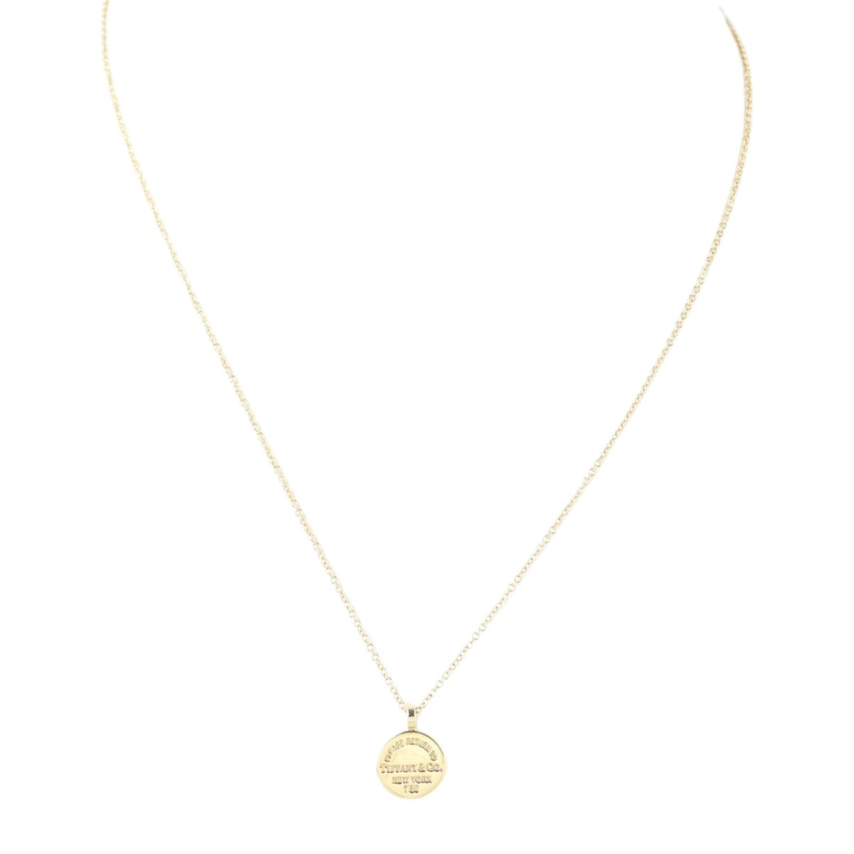 Tiffany & Co Return To Tiffany Round Tag Pendant 18k Yellow Gold Necklace
