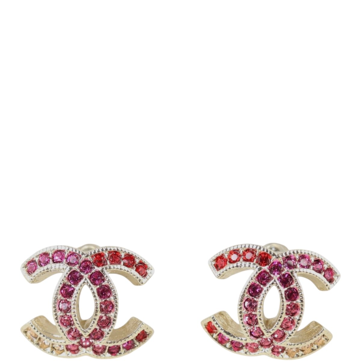 Chanel CC Crystal Stud Earrings
