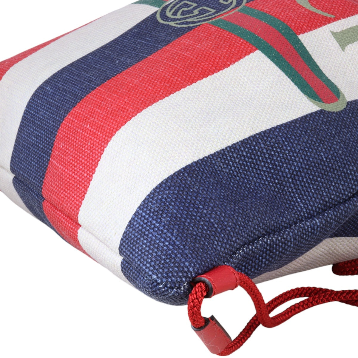 Gucci Logo Striped Drawstring Backpack