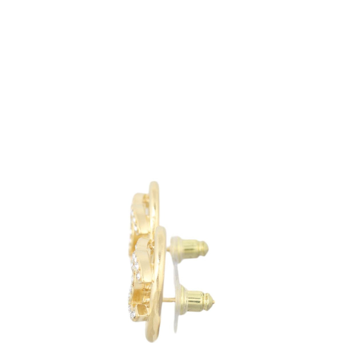 Chanel Oval Crystal CC Earrings
