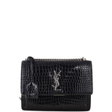 Saint Laurent Sunset Medium Croc-Embossed