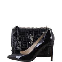 Saint Laurent Sunset Medium Croc-Embossed