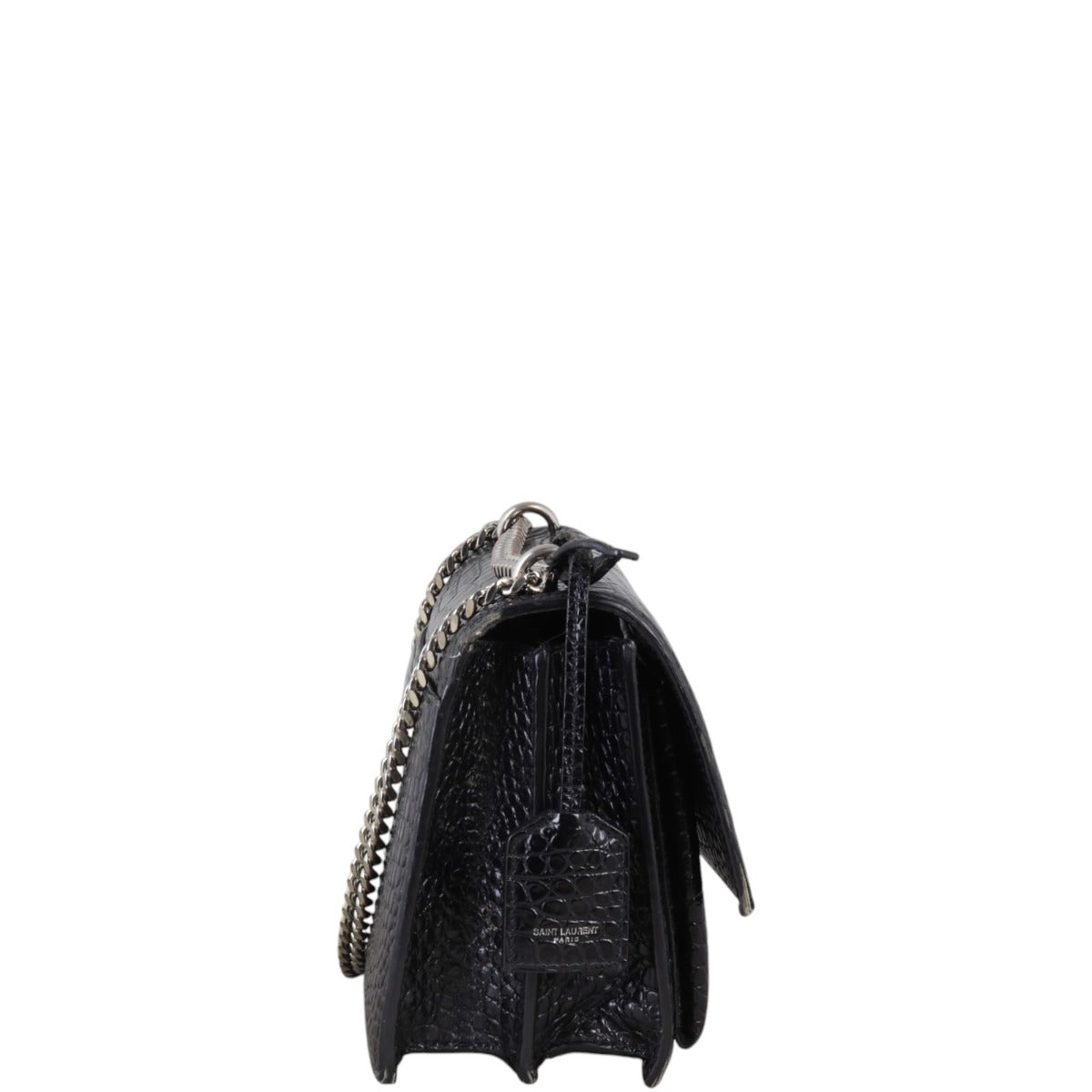 Saint Laurent Sunset Medium Croc-Embossed