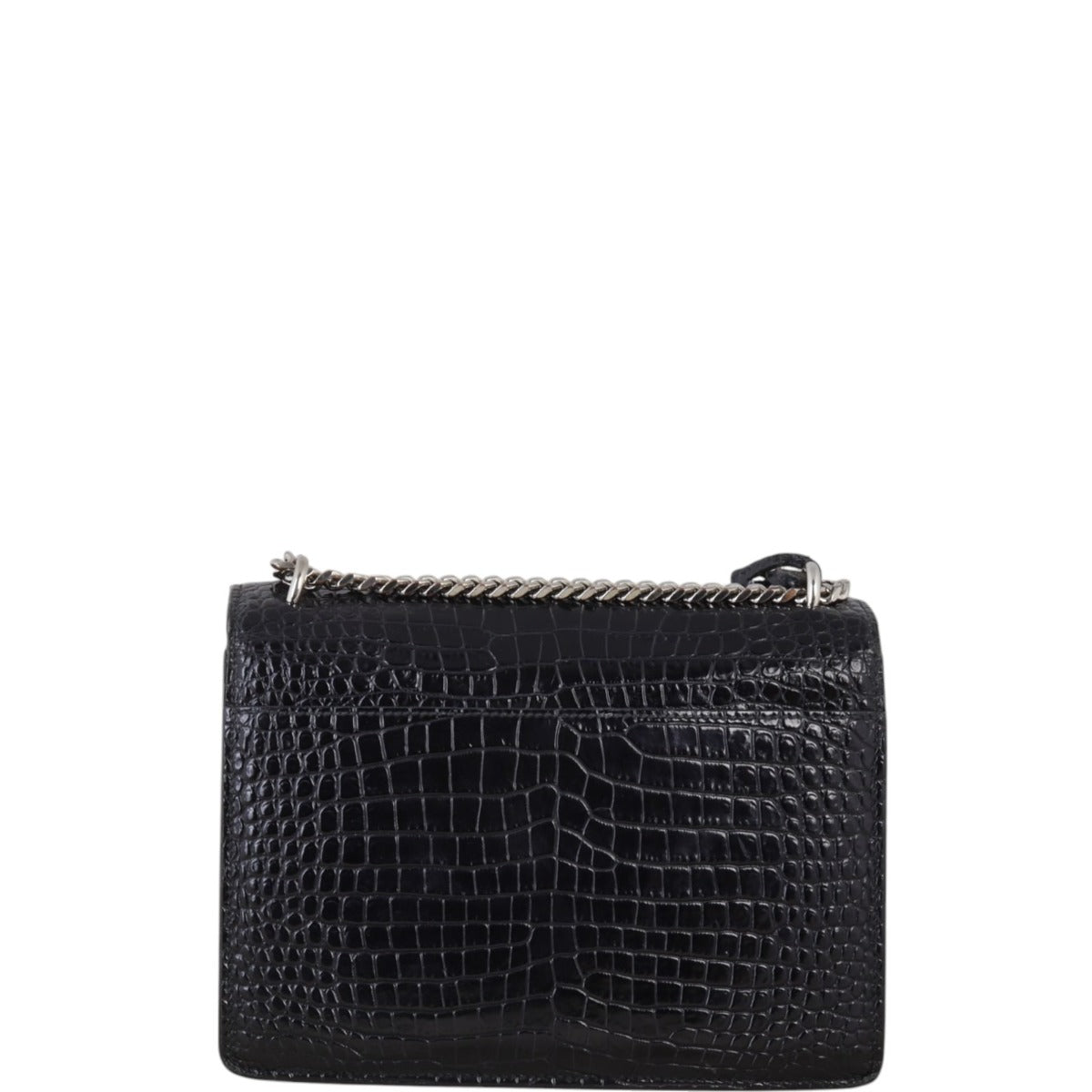 Saint Laurent Sunset Medium Croc-Embossed