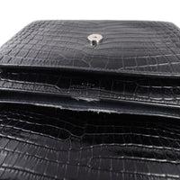 Saint Laurent Sunset Medium Croc-Embossed